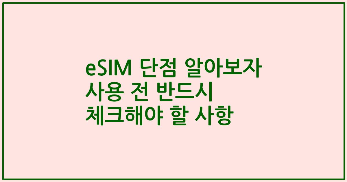eSIM 단점 알아보자 사용 전 반드시 체크해야 할 사항