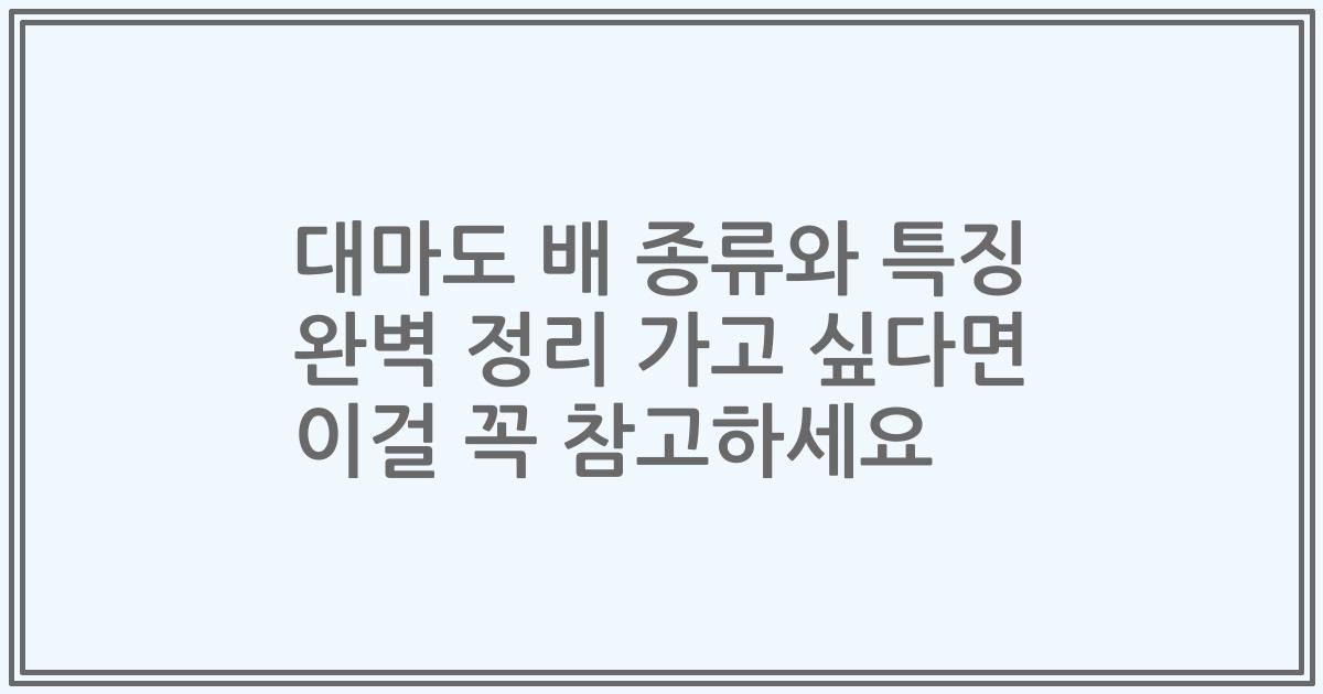 대마도 배 종류와 특징 완벽 정리 가고 싶다면 이걸 꼭 참고하세요