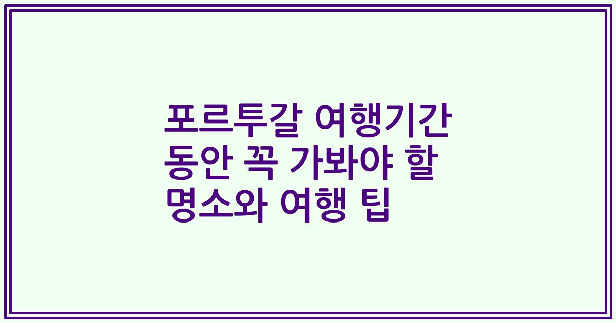 포르투갈 여행기간 동안 꼭 가봐야 할 명소와 여행 팁